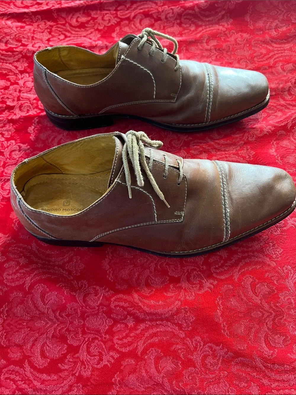 Sandro Moscoloni Brown Leather Cap Toe Oxford Dress Shoes Men's 14D